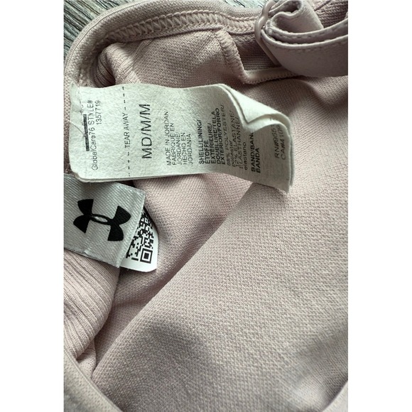 Under Armour Seamless Low Long Sports Bra Mauve Pink Strappy Back Womens Medium - Picture 4 of 4